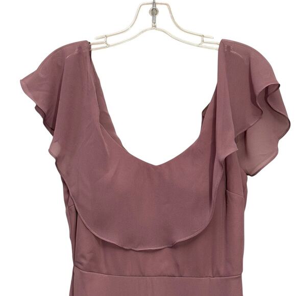 Birdy Grey Jane Convertible‎ Bridesmaid Chiffon Dress w/Slit Dark Mauve M (6-8) - Picture 10 of 15